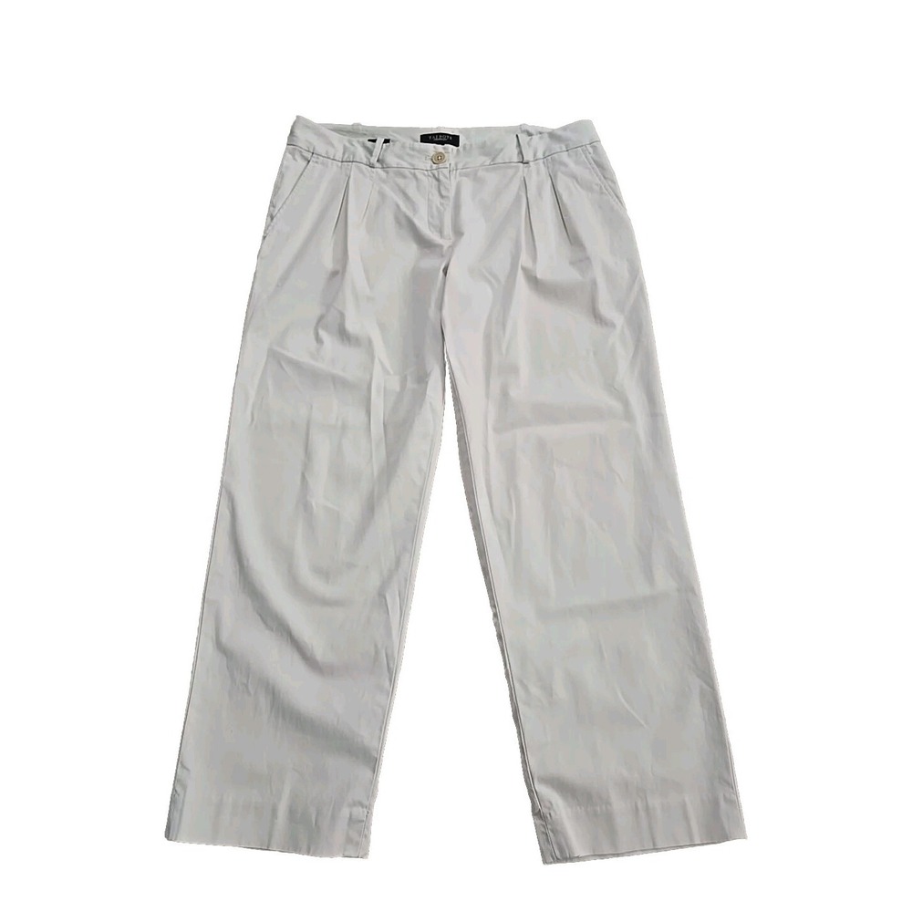 Talbots Signature womens sz 12‎ Cotton Tapered Leg Pleated Dress Pants Tan Beige